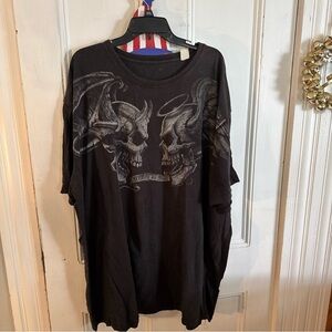 Edgy Black Skull Heaven or Hell Graphic Tee 5x